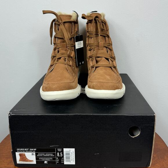 New Sorel Explorer Next Joan WP Boots Velvet Tan, Fawn Leather Women's Size 8.5 - Picture 3 of 9